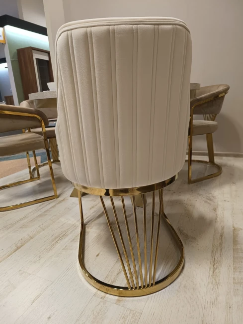 KRZESŁO ALURE VELVET ZŁOTY STELAŻ/JASNY BEŻ BLUVEL 22