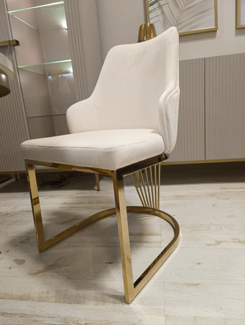 KRZESŁO ALURE VELVET ZŁOTY STELAŻ/JASNY BEŻ BLUVEL 22