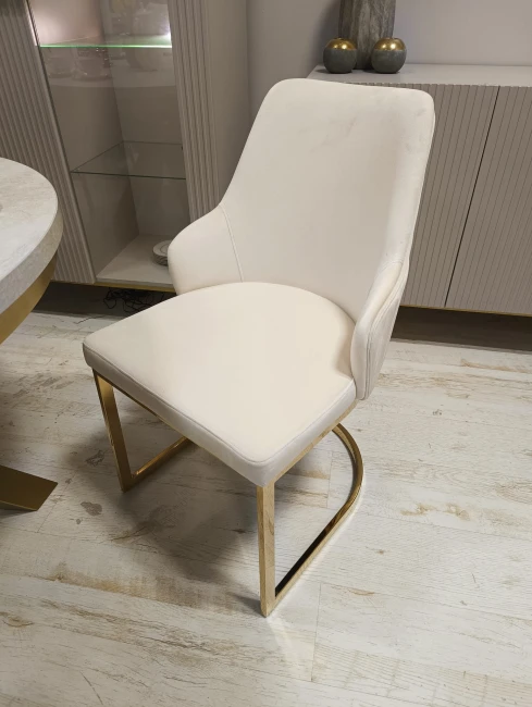 KRZESŁO ALURE VELVET ZŁOTY STELAŻ/JASNY BEŻ BLUVEL 22