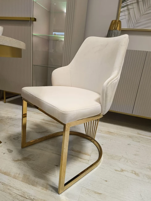 KRZESŁO ALURE VELVET ZŁOTY STELAŻ/JASNY BEŻ BLUVEL 22