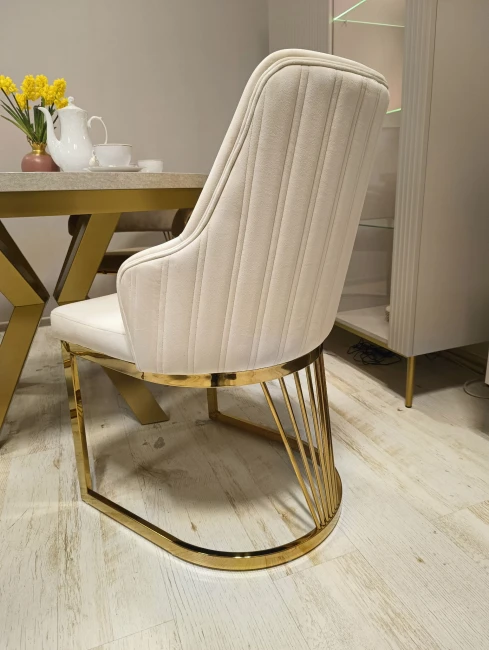 KRZESŁO ALURE VELVET ZŁOTY STELAŻ/JASNY BEŻ BLUVEL 22