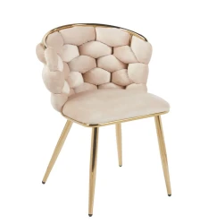 Krzesło tapicerowane Elira K47-FX velvet beżowe (Riviera 06) / złote nogi  