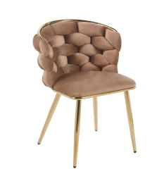 Krzesło tapicerowane Elira K47-FX velvet cappuccino (ciemny beż) Riviera 24/ złote nogi 