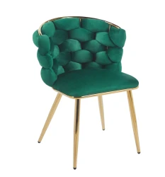 Krzesło tapicerowane Elira K47-FX velvet zielone (Riviera 38) / złote nogi   