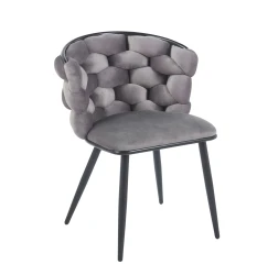 Krzesło tapicerowane Elira K47-FX velvet szare (Riviera 91) / czarne nogi   