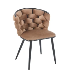 Krzesło tapicerowane Elira K47-FX velvet cappuccino / czarne nogi   