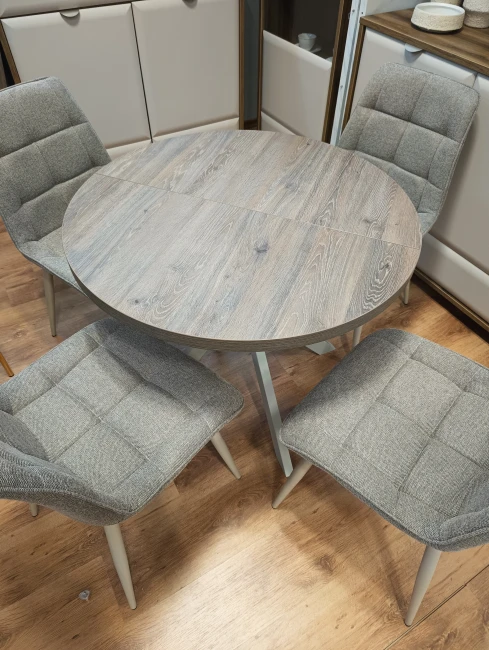 Okrągły stół EDDER rozkładany duży wybór kolorów / stelaż kaszmirowy