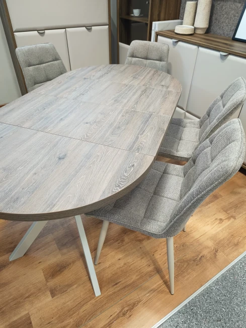 Okrągły stół EDDER rozkładany duży wybór kolorów / stelaż kaszmirowy