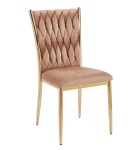Krzesło plecione Aurora K37-FX velvet cappuccino / złoty stelaż