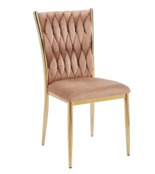 Krzesło plecione Aurora K37-FX velvet cappuccino / złoty stelaż