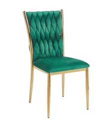 Krzesło plecione Aurora K37-FX velvet zielone / złoty stelaż  