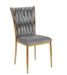 Krzesło plecione Aurora K37-FX velvet szare / złoty stelaż  