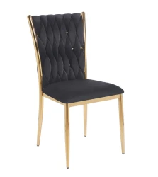 Krzesło plecione Aurora K37-FX velvet czarne (Riviera 100) / złoty stelaż   