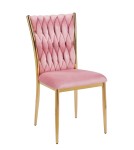 Krzesło plecione Aurora K37-FX velvet różowe / złoty stelaż    