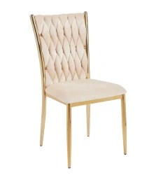 Krzesło plecione Aurora K37-FX velvet beżowe / złoty stelaż     