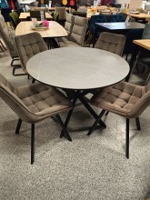 STÓŁ OKRĄGŁY GASTON CERAMIC SZARY MARMUR/ CZARNY 100(135)X100