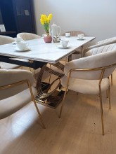 STÓŁ HERMES II ROZKŁADANY BIAŁY (EFEKT MARMURU) / ZŁOTY 160(240)X90 GLAMOUR