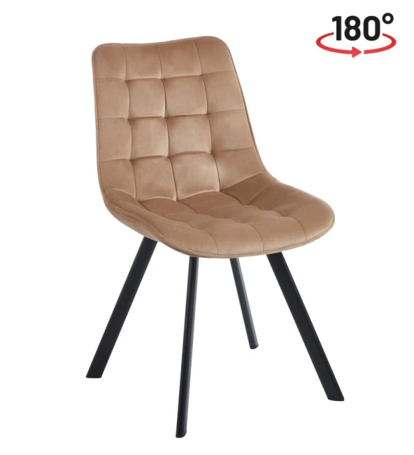 Krzesło obrotowe Nero KO265-FX velvet cappuccino (ciemny beż) Riviera 24/ czarny stelaż
