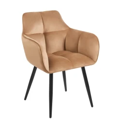 Krzesło z podłokietnikami Novo K40-FX velvet cappuccino (ciemny beż) / czarny stelaż 
