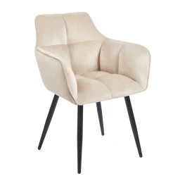Krzesło z podłokietnikami Novo K40-FX velvet beżowy / czarny stelaż 