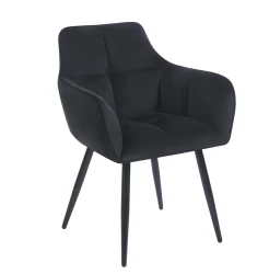 Krzesło z podłokietnikami Novo K40-FX velvet czarny / czarny stelaż 