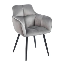 Krzesło z podłokietnikami Novo K40-FX velvet szary / czarny stelaż 