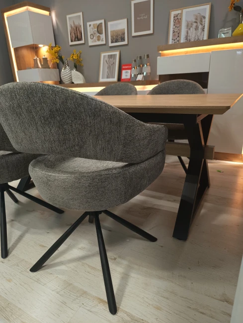 HENRY stół rozkładany 180-300, blat - dąb naturalny, nogi - czarny