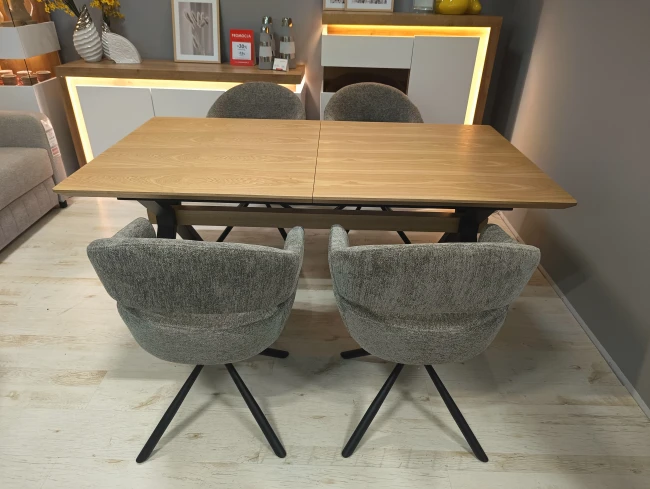 HENRY stół rozkładany 180-300, blat - dąb naturalny, nogi - czarny