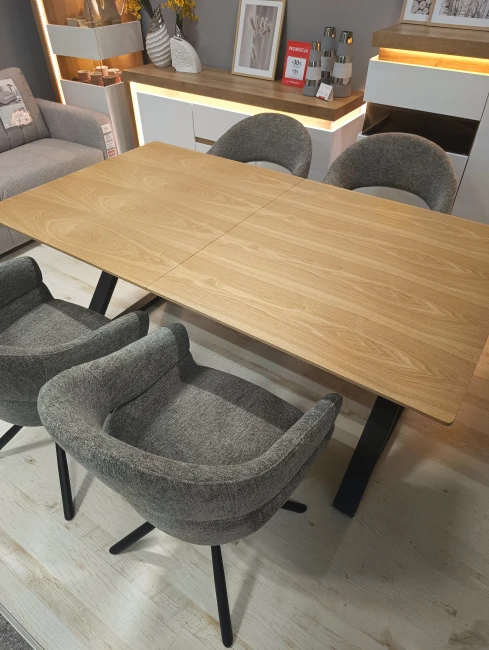 HENRY stół rozkładany 180-300, blat - dąb naturalny, nogi - czarny