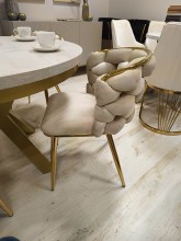 Krzesło tapicerowane Elira K47-FX velvet beżowe / złote nogi