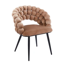 Krzesło tapicerowane plecione BUBBLE K20-FX cappuccino (Riviera 24) / czarny stelaż