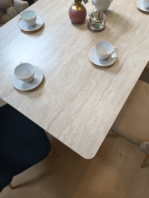 STÓŁ CERAMICZNY MONACO BEŻ TRAVERTINE / DĄB 160(200)X90