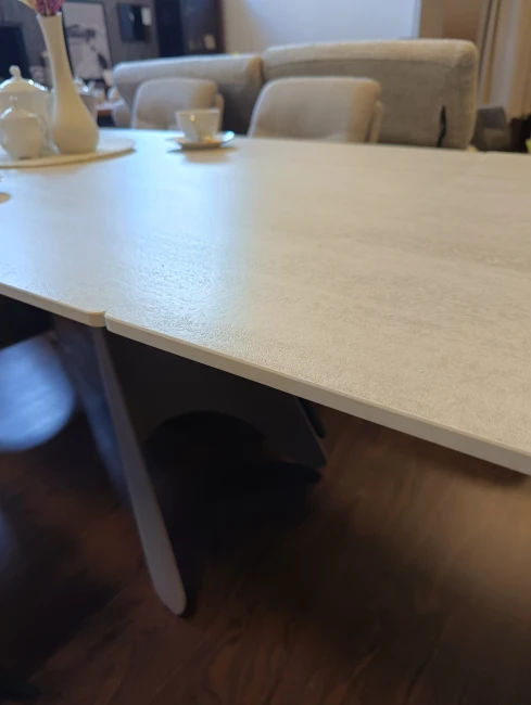 SALIX stół rozkładany, blat spiek trawertyn / stelaż kaszmi