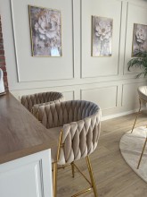 Hoker pleciony H7-FX Rose Gold velvet beżowy / złoty stelaż