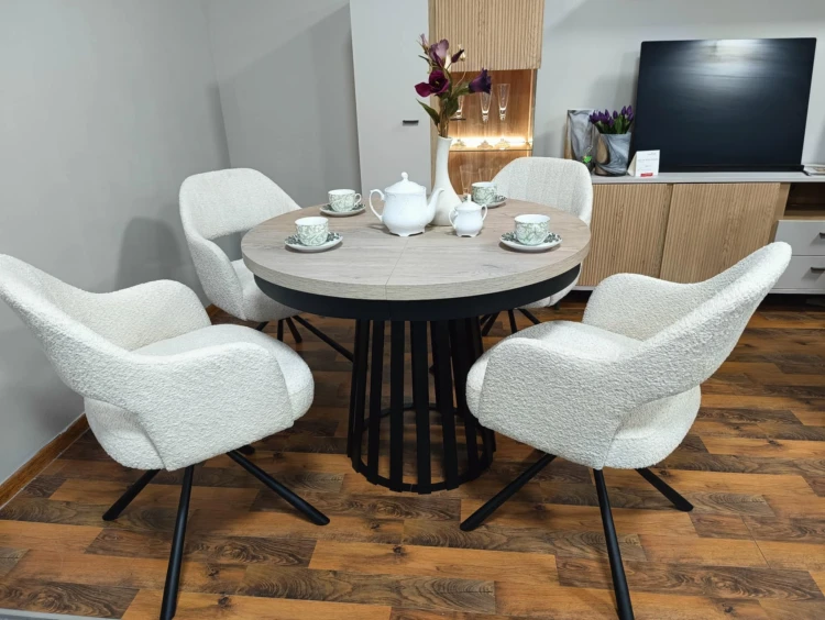 Stół okrągły rozkładany Magnus ST-75 – możliwość wyboru koloru blatu i podstawy