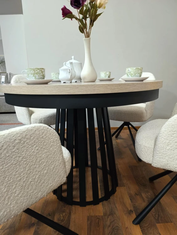 Stół okrągły rozkładany Magnus ST-75 – możliwość wyboru koloru blatu i podstawy