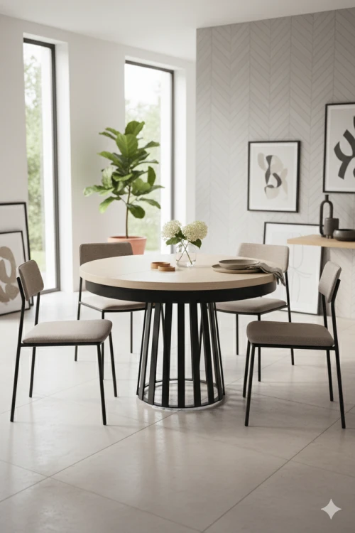 Stół okrągły rozkładany Magnus ST-75 – możliwość wyboru koloru blatu i podstawy