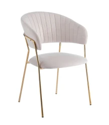 Krzesło tapicerowane GLAM K4-FX velvet beżowe (Riviera 06) / złote nogi  