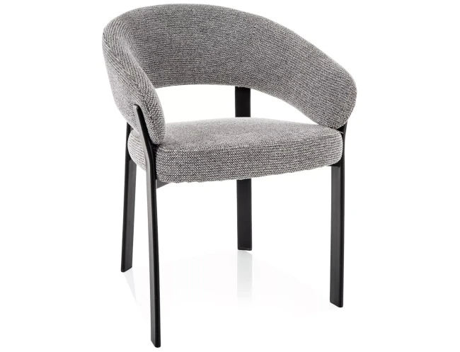 Krzesło z podłokietnikami Nagoja szare tap. 254 / czarny stelaż