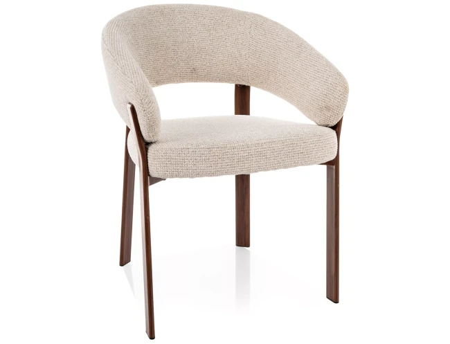 Krzesło z podłokietnikami Nagoja D jasny beż tap. 255 / orzech