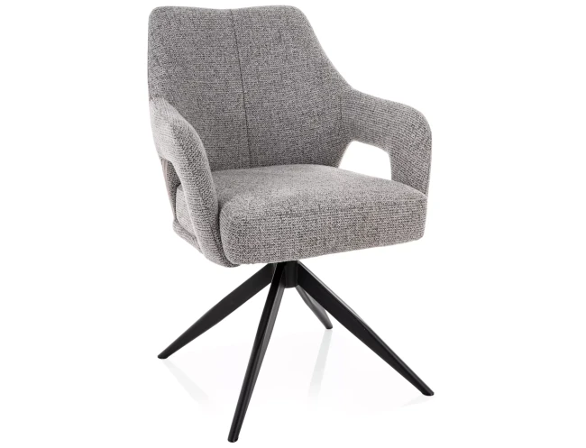 Krzesło obrotowe do jadalni Olsen Noelle 09 szare z 360 stopni z auto powrotem