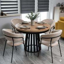 Krzesło tapicerowane GLAM BLACK K4-FX beżowe (Riviera 06) / czarny stelaż