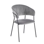 Krzesło tapicerowane GLAM BLACK szare (Riviera 91) / czarny stelaż 