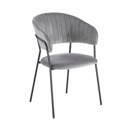Krzesło tapicerowane GLAM BLACK szare (Riviera 91) / czarny stelaż 