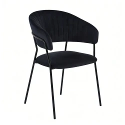 Krzesło tapicerowane GLAM BLACK czarne (Riviera 100) / czarny stelaż  
