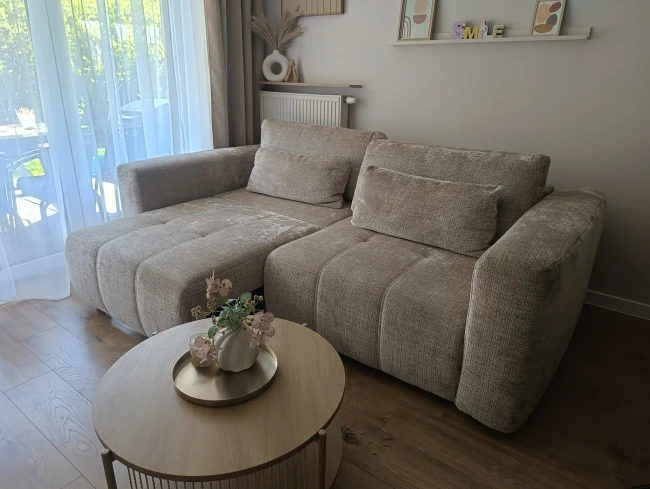 BIG SOFA RONDA kanapa i narożnik w jednym z funkcją spania tkanina Cremona