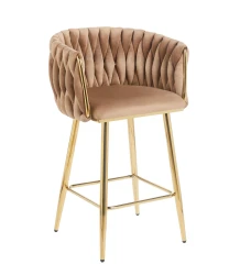 Hoker pleciony H7-FX Rose Gold velvet cappucino (Riviera 24)/ złoty stelaż 