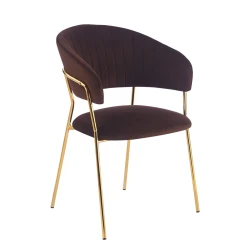 Krzesło tapicerowane GLAM velvet brązowe (Riviera 28) / złote nogi 