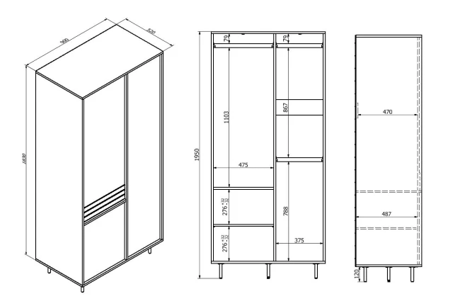 Szafa dwudrzwiowa EBR-SZ90 dąb barokowy / kaszmir 90 cm