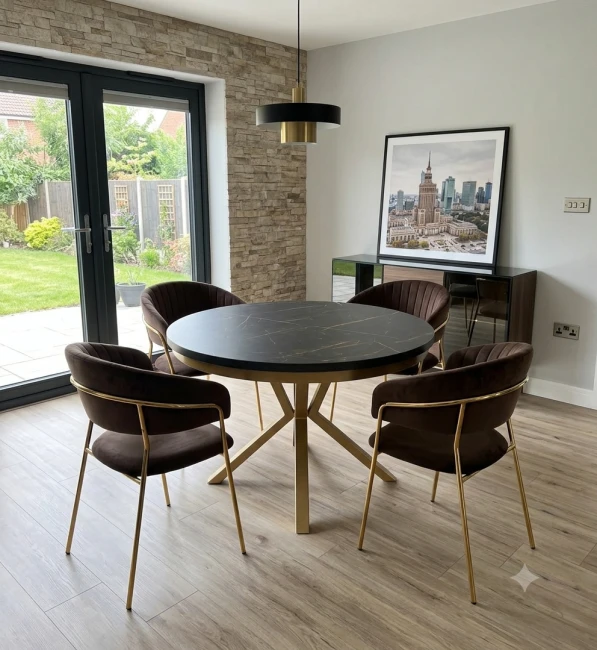 Krzesło tapicerowane GLAM velvet mokka brąz (Riviera 26) / złote nogi